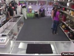 Hot Brazilian babe fucked in pawnshop